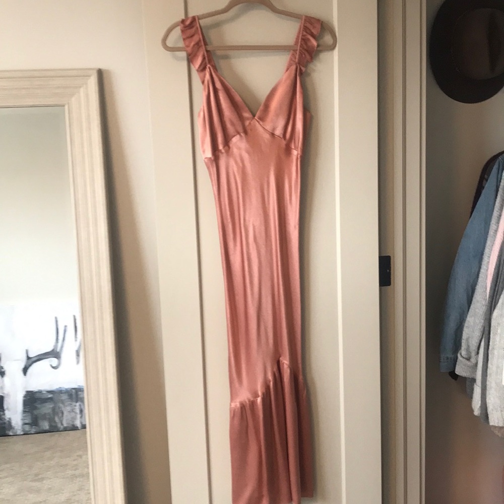 Rose pink silk dress